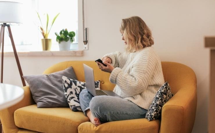 Female business owner working at home